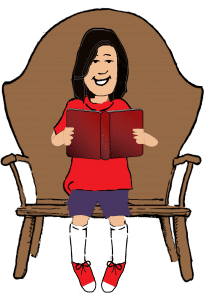 Jan is reading a phonics book from her collection of books for kids with dyslexia.